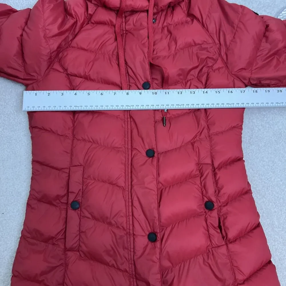 Women’s PAJAR Red Winter Puffer Jacket Duck Down Filled Hooded Small Canada Read